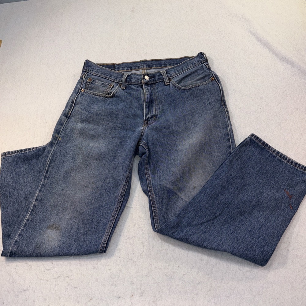 Levi's 550 Workwear Jeans Men's‎ 33x30 Blue Denim Paint Stains Distressed READ